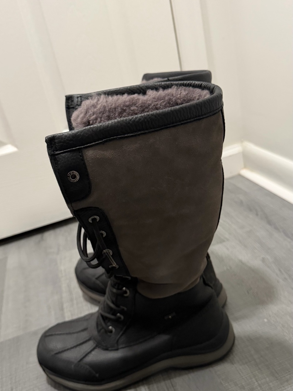 UGG Women's Tall Lace-Up Snow Boots in Gray and Black